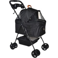 Zampa Verstappen Siyah Kedi Köpek Arabası 45x64x96 cm Çelik Çerçeve ile Taşıma Özellikleri SP02F-B