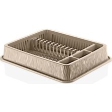 Abnturk Ultra Lüks Kaliteli Büyük Boy Dalgalı Kum Beji Renk Şık Görünümlü Bulaşıklık Stand 42X50X9CM