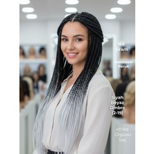 My Hair Türkiye 165 Gramlık Afrika Örgüsü Fiber Sentetik Saç Siyah Beyaz Ombre-2-19