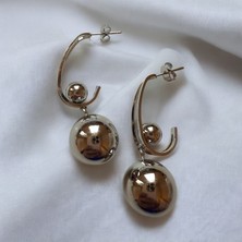 ALS Tasarım Dünyası Kadın Gümüş Renk Çelik Alt Kısmı Topçuk Model Küpe