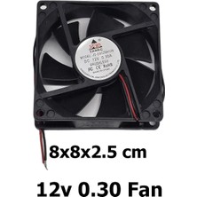 12V Dc 0.30A Brushless Soğutucu Fan 8X8X2.5 cm 80MM Kasa Güç Kaynağı Kuluçka Uyumlu Büyük Fan
