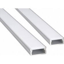 Ledarmy 2’li Set LED Kanal Profil Alüminyum 13x6mm 1 Metre Sıva Üstü İnce Kasa Opak Pleksi Difüzörlü Lineer LED Kanal 2128