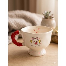 Palto Tasarım Sevimli Hayalet Tasarımlı El Yapımı Krem Parlak Balerin Kupa - El Işçiliği Hediyelik Kupa Bardak