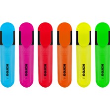 Kores Bright Liner Plus 6'lı Set Fosforlu Kalem (10'lu Ekonomik Paket)