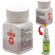 Cy-Relief: 2 Adet Amerikan Kızılcığı Ebegümeci Adaçayı C Vitamini Esktarlarıyla Erkeğe Özel Destekleme + 30 ml Çörek Otu Masaj Yağı