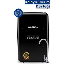 Water Global Su Arıtma Cihazı Pompalı Kapalı Kasa | Ro Ters Ozmos Sistem | Dahili 8l Çelik Tank | Siyah (Üreticiden)