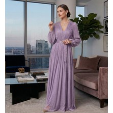 Prline Uzun Kollu Ince Ipek Saten Elbise