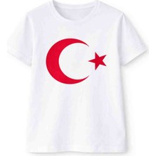 Kral Bebe Ay Yıldız Baskılı Çocuk Tişört – Beyaz