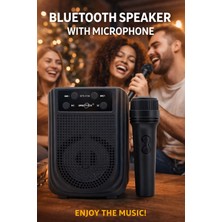 Telkur GTS-2158 Mikrofonlu Bluetooth Hoparlör LED Işıklı Taşınabilir Karaoke Speaker Siyah