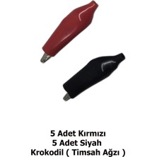 CHESTER Krokodil Kablo Ucu Timsah Ağzı Test Jumper Kablosu Bağlantı Klipsi Kırmızı Siyah Takım 5er Adet