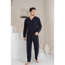 Pijamask Erkek Lacivert Uzun Kollu Pijama Takım