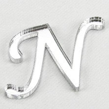 Pleksi Ayna N Harfi Gümüş Renk 3 cm