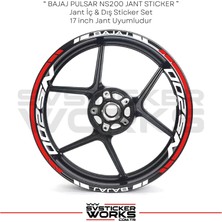 Sv Sticker Works Bajaj NS200 Sticker Jant Iç Yazı ve Dış Şerit 24'lü Set Sticker Etiket