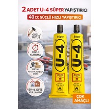 Urfakent 2 Adet U-4 Süper Yapıştırıcı 40 cc Güçlü Hızlı Yapıştırıcı Çok Amaçlı Metal Plastik Ahşap Deri Yapıştırıcı