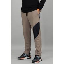 Souris Erkek Vizon Jogger Eşofman Altı Fermuarlı Yan Cepli Pamuklu Standart Kalıp