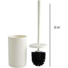 Beyaz-Siyah-Bej Çizgili Lüks Tuvalet Fırçası Seti – 30 cm Uzunluk | Modern, Şık ve Dayanıklı Banyo Aksesuarı | Kaymaz, Hijyenik Tasarım (Beyaz)