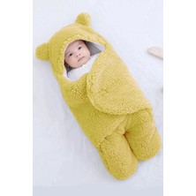Mai Perla Kulaklı Dış Kundak Bebek Battaniye Sarı Düz Desenli 0 - 12 Ay Alerjiye Uygun 90 x 90 cm