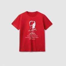 Shain Kişiye Isme Özel 23 Nisan Çocuk Bayramı Atatürk Baskılı Kırmızı Tişört T-Shirt