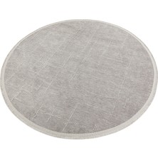 Eko Halı Liza Kilim Liz 02 Grey Yuvarlak Yumuşak Tuşeli Çamaşır Makinesinde Yıkanabilen Kaymaz Tabanlı Kilim