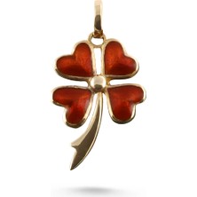 Zeya Kuyumculuk 14 Ayar Altın Kırmızı Yonca Kolye Ucu