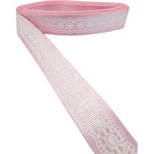 Tafta Dantel Görünümlü Kurdele Pembe 25 mm 10 Metre