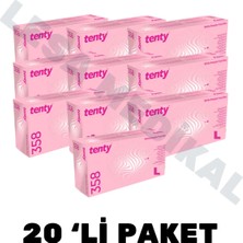 Bisepetim Tenty Nitril Pudrasız Muayene Eldiveni Pembe L Beden 20’li Paket