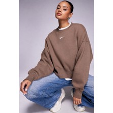 Nike Sportswear Essential Collection Fleece Oversized Kadın Sweatshirt Kahverengi
