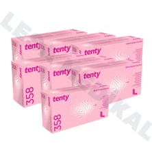 Bisepetim Tenty Nitril Pudrasız Muayene Eldiveni Pembe L Beden 5’li Paket