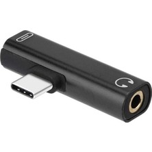 Alfais 4490 Type C To 3.5mm Stereo Kulaklık Dönüştürücü Adaptör Universal Uyumlu Siyah
