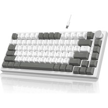 Beyaz Işıklı Hot Swap Kablolu Mekanik Oyun Klavyesi | Ajazz AK820 Gri Beyaz - Kırmızı Switch