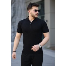 Evyora Erkek Viskon Kumaş Polo Yaka Desenli Tişört