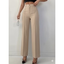 Evyora Bordo Renk Yüksek Bel Maskülen Kesim Kumaş Pantolon