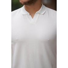 Evyora Erkek Yakalı Waffle Dokulu Kısa Kollu Tişört