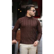 Evyora Erkek Yarım Balıkçı Yaka Kabartma Desenli Triko