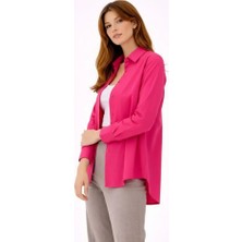 Evyora Uzun Kollu Gömlek Düğmeli Klasik Yaka Günlük ve Ofis Şıklığına Uygun - Fuşya