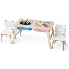 Asrimo Yaz Sil Yüzeyli Kontraplak Çok Fonksiyonlu Katlanır Çocuk Aktivite Masa Sandalye Takımı