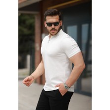Evyora Erkek Fermuarlı Yaka Kısa Kollu Tişört