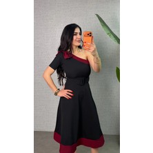 Evyora Kadın Tek Omuz Fiyonk Detaylı Midi Boy Elbise