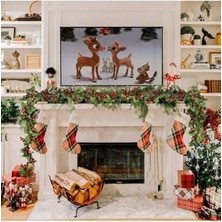 1 Adet Kokina Red Yılbaşı Çelenk, Ev Şömine Parti Kış Yılbaşı Süsü, Yeşil