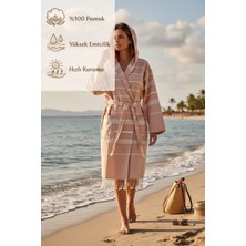 Ces Store %100 Pamuk Kapüşonlu Bornoz, El Dokuması, Yumuşak, Yüksek Emici, Hızlı Kuruyan Plaj, Havuz ve Banyo Bornozu
