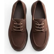 Ne&Ve Shoes Kahve Kadife Kadın Günlük Rahat Bağcıklı Ayakkabı