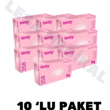 Bisepetim Tenty Nitril Pudrasız Muayene Eldiveni Pembe M Beden 10’lu Paket