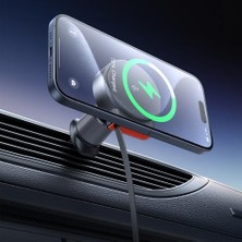 15W Magq Qi2 Kablosuz Geri Çekilebilir Araç Şarj Cihazı ve Telefon Tutacağı