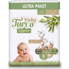 Baby Turco Doğadan Ultra Paket 4 Numara Bebek Bezi 7-14 Kg 96 Adet Bantlı Bez
