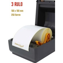 Tata Craft 3 Rulo 100X100MM Termal Barkod Etiketi 1 Rulo 250 Adet Yapışkanlı