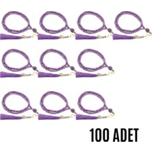 Urfakent Namaz Tesbihi Vavlı 99'lu Cam Incili Amenerrasulü Dua Kartı Ile Mor Renk Hediyelik 100 Adet
