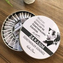 Hediyenza 24 Kasım Öğretmenler Günü Temalı Metal Kutuda 40'lı Çikolata Aromalı Hediye