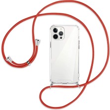 12 Pro Kılıf Boyun Omuz Askılı Ipli Anti Şok Köşe Korumalı Şeffaf Silikon Kmp ile Uyumlu