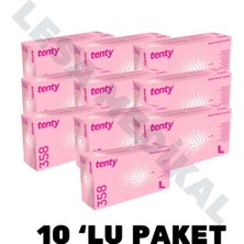 Bisepetim Tenty Nitril Pudrasız Muayene Eldiveni Pembe L Beden 10’lu Paket