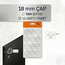 Glaswen Yapışkanlı Cam Tutucu Şeffaf 18MM 12'li Mobilya Raf Ses Tutucu